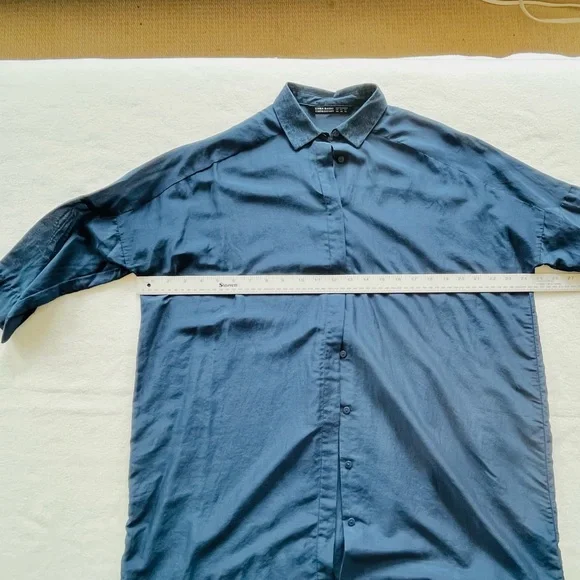 Zara semi sheer blue button down tunic xs - Picture 10 of 13